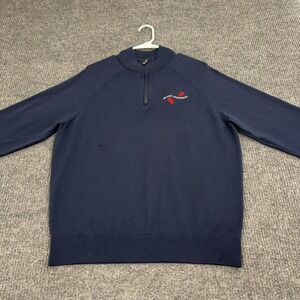 Brooks Brothers Sweater Mens L Blue Quarter Zip Delaney Chiropractic Pima Cotton